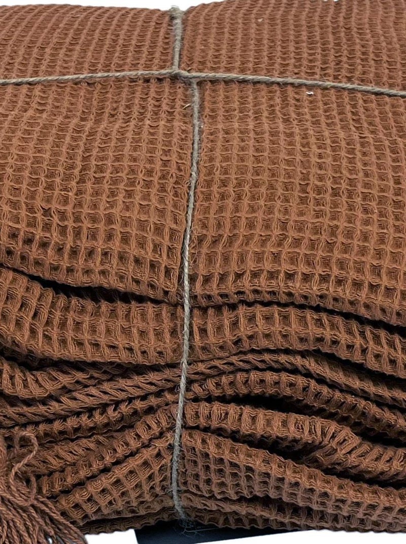 Couvre Lit Vivace en Nid d'abeille Marron chocolat - Kiabi