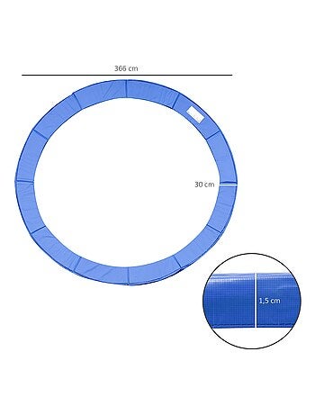 Couvre-ressort trampoline Ø 366 cm PVC PE bleu