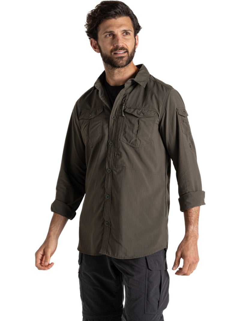 Craghoppers - Chemise unie manches longues ADVENTURE Noir Kaki - Kiabi