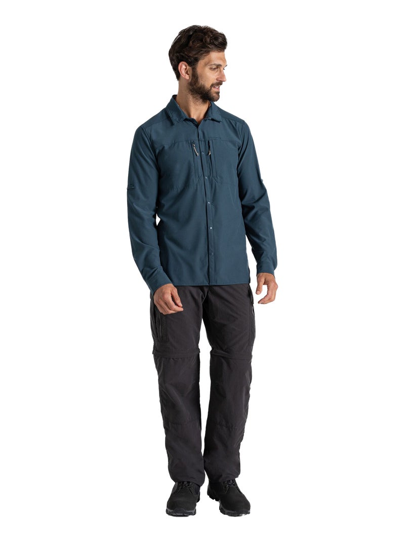 Craghoppers - Chemise unie manches longues Bleu - Kiabi