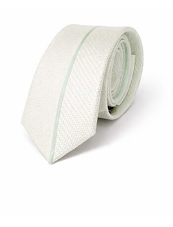 Cravate Élégante LÉO – Blanc et vert pâle