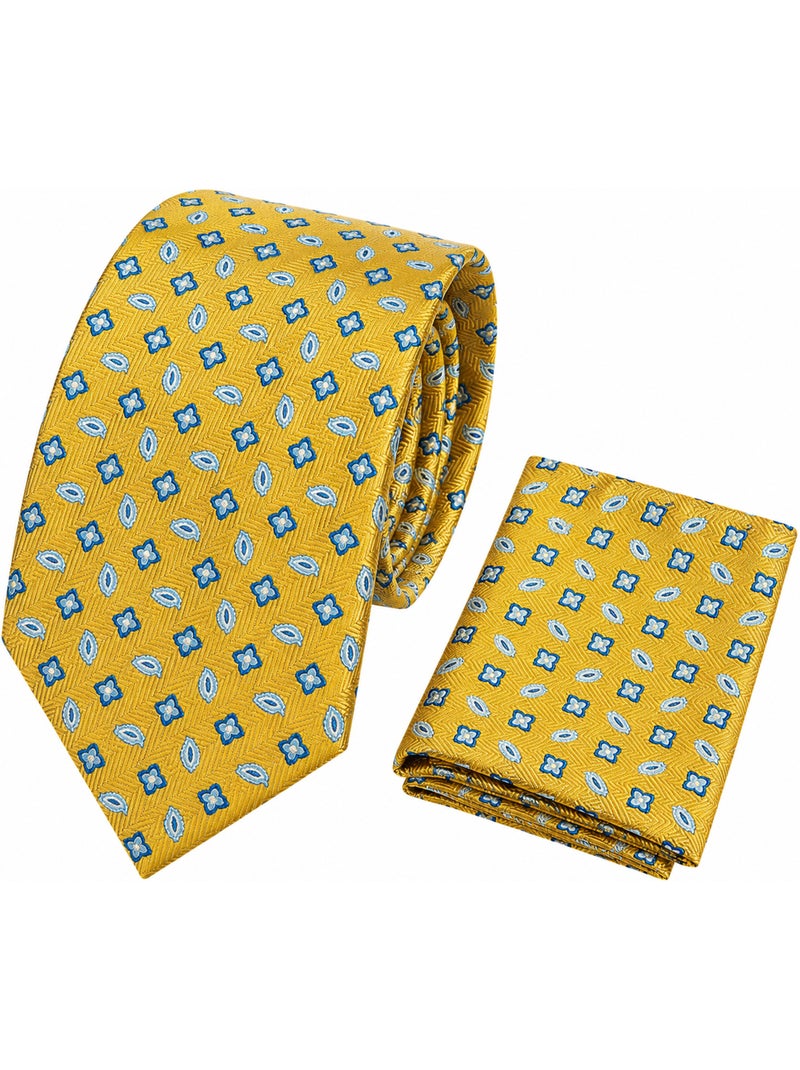 Cravate et pochette assortie en soie neo jaune Gris - Kiabi