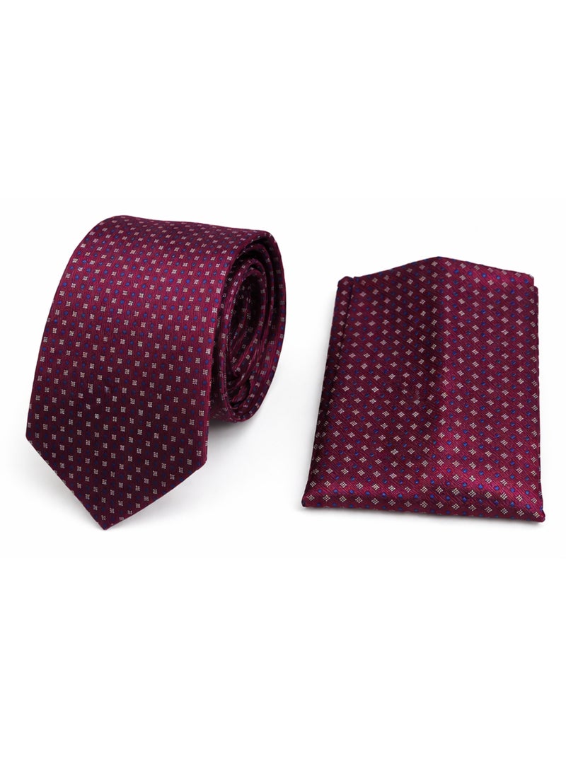 Cravate et Pochette en soie ENZO Bordeaux - Kiabi