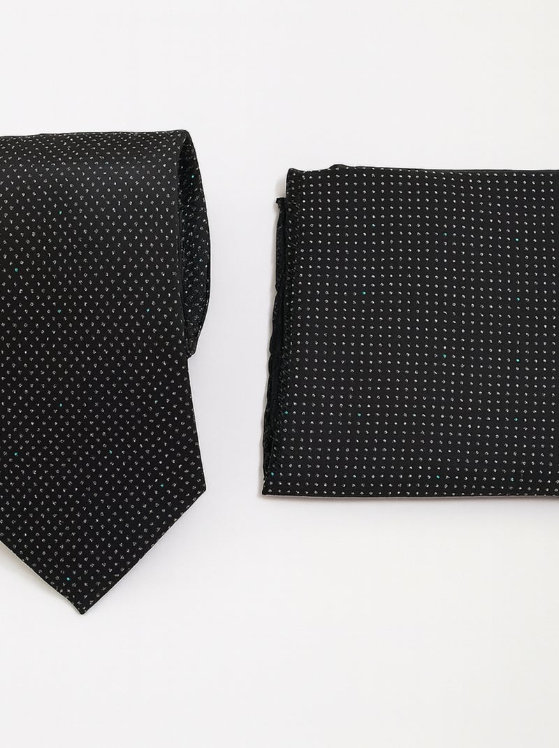 Cravate et pochette en soie LORENZO Bleu marine - Kiabi