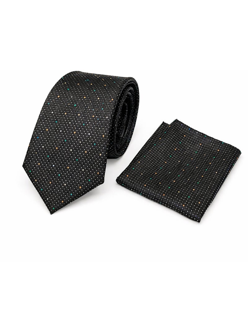 Cravate et pochette en soie LORENZO Noir - Kiabi