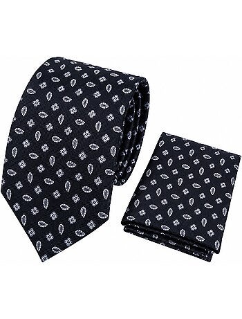 Cravate et pochette peter soie noir