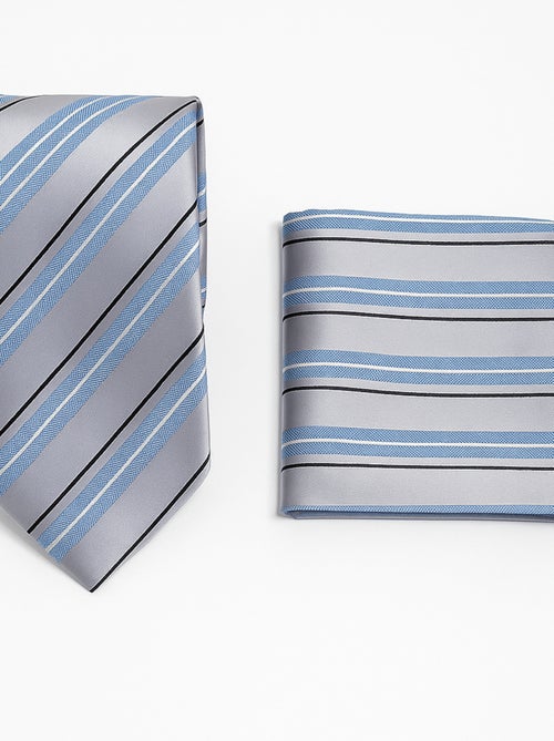 Cravate et Pochette Rayures GIOVANNI - Kiabi