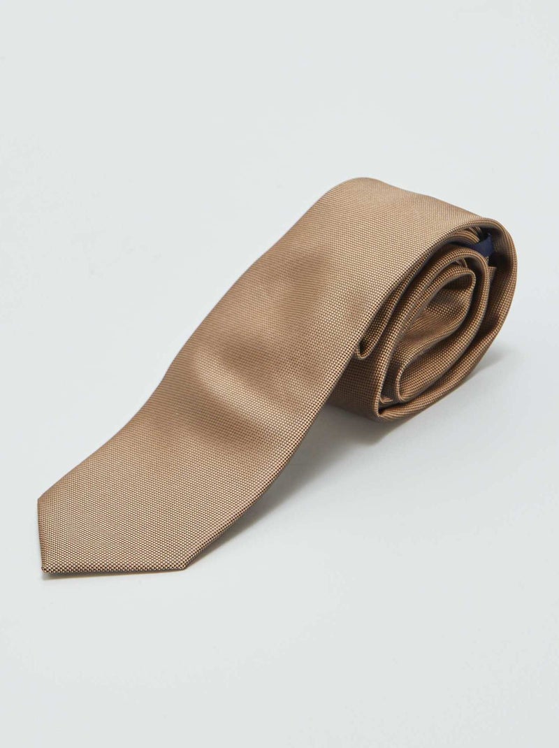 Cravate fine unie Beige - Kiabi