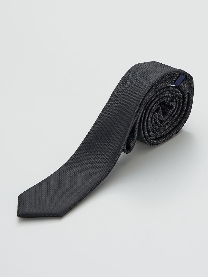 Cravate fine unie noir - Kiabi