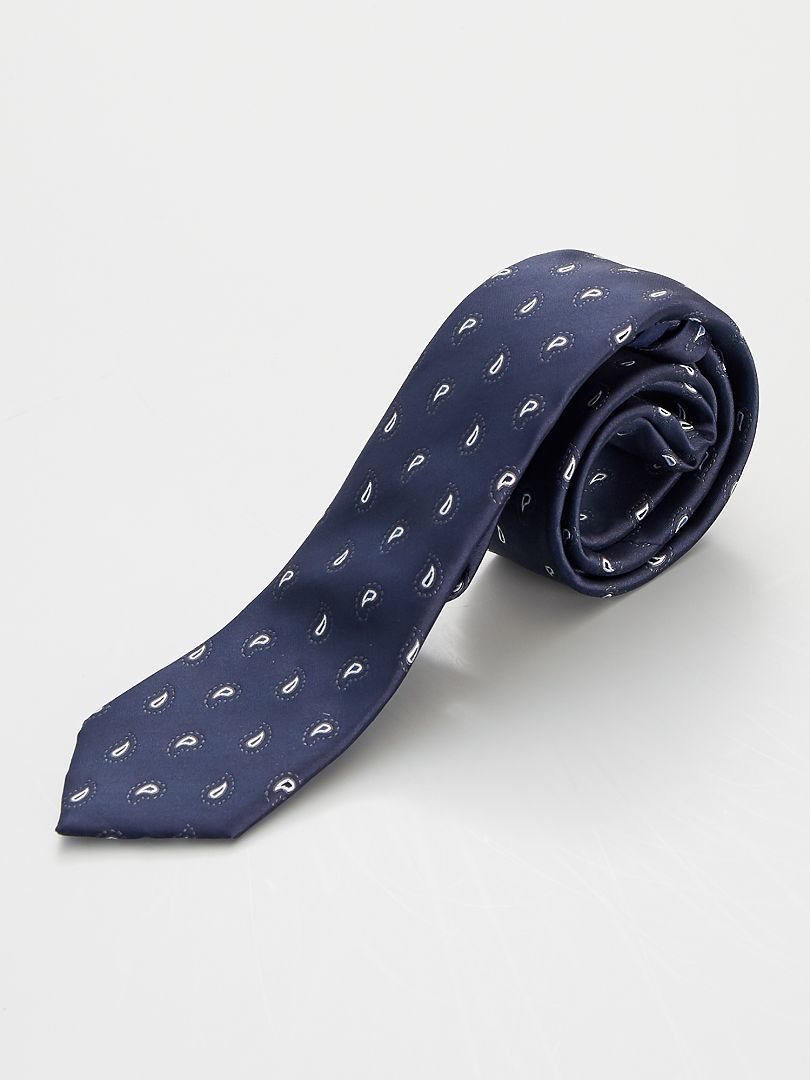 Cravate imprimée bleu marine - Kiabi