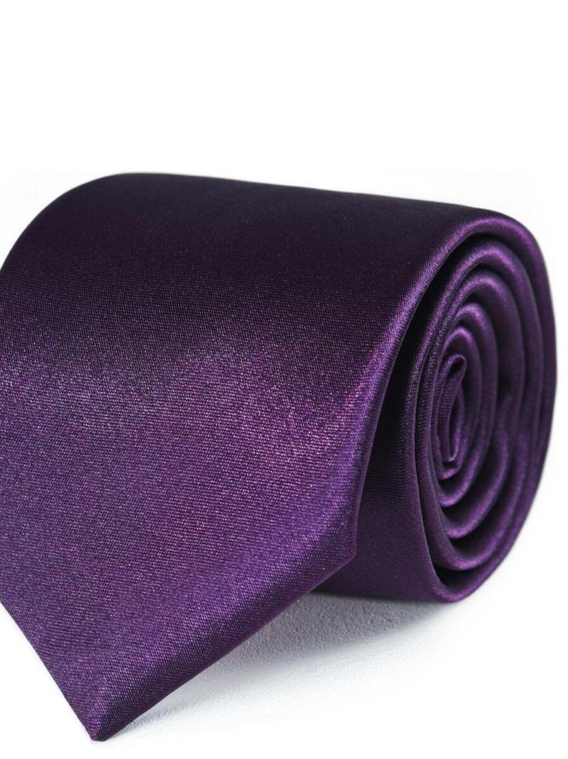 Cravate Satin Unie - Fabriqué en Europe Violet prune - Kiabi