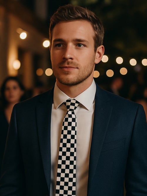 Cravate Slim Carreaux Noir et Blanc - Kiabi