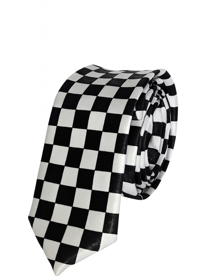 Cravate Slim Carreaux Noir et Blanc Noir - Kiabi