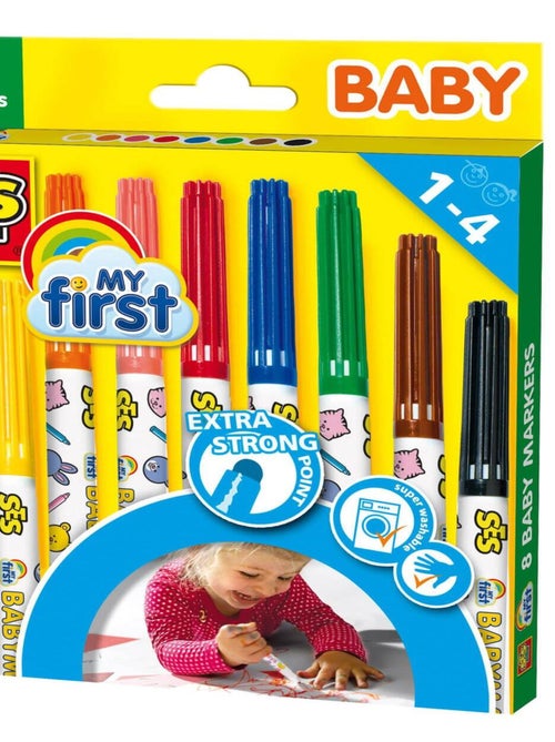 Crayons 8 feutres marqueurs Bébé - Kiabi