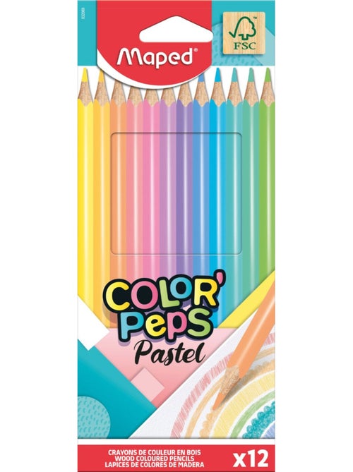 Crayons de couleur color peps pastels en bois - Kiabi