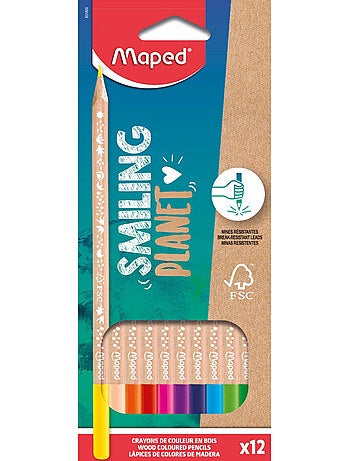 Crayons de couleur smiling planet en bois