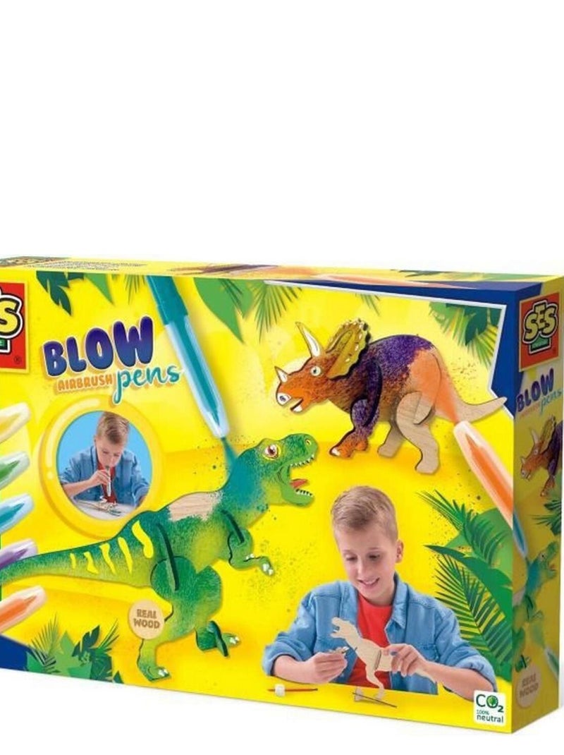 Crayons souffleurs Blow airbrush pens : Dinosaure N/A - Kiabi