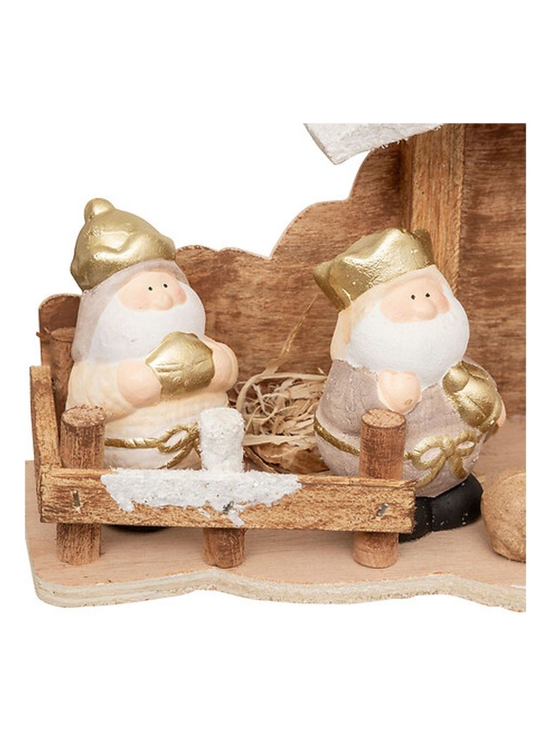 Crèche de Noël 7 santons en grès et bois Marron - Kiabi