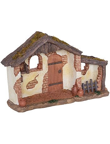 Crèche de noël à garnir en résine lumineuse h. 21 cm