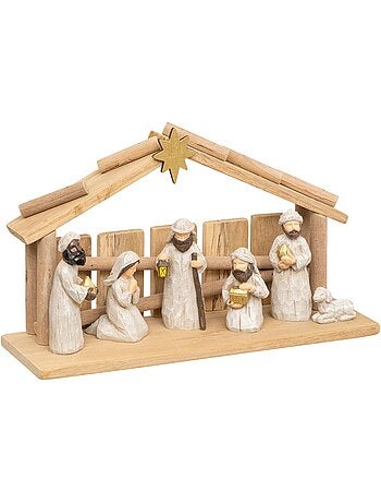 Crèche de noël avec 7 santons 30 x 18 cm résine vera