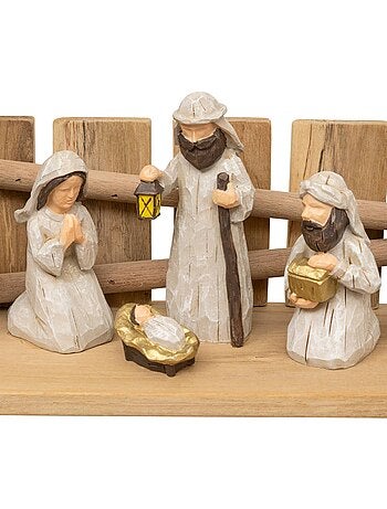 Crèche de noël avec 7 santons 30 x 18 cm résine vera