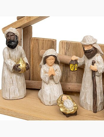 Crèche de noël avec 7 santons 30 x 18 cm résine vera