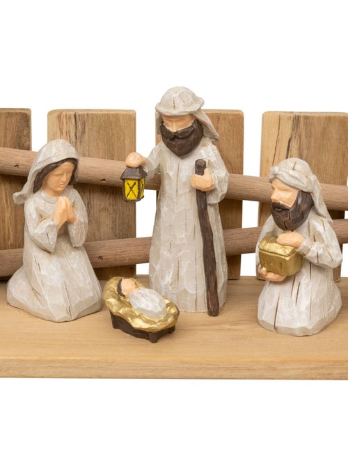 Crèche de noël avec 7 santons 30 x 18 cm résine vera - Kiabi