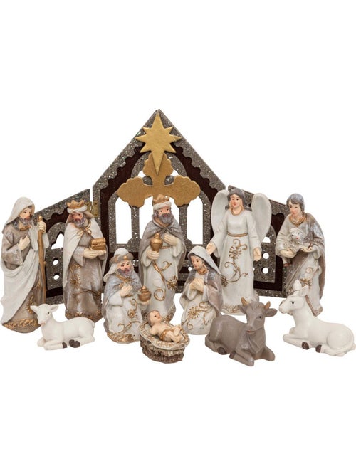 Crèche h25 cm avec 11 santons résine kasvot - Kiabi