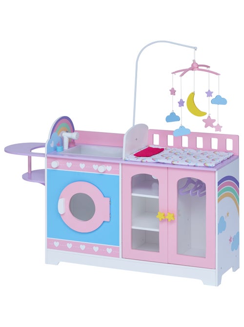 Crèche Poupon Bois 6-en-1 Berceau, Table à Langer, Chaise - Kiabi