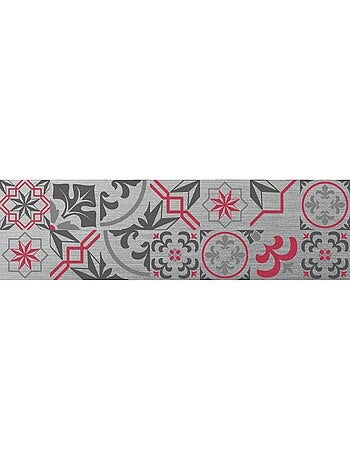 Crédence adhésive en alu Carreaux ciment - L. 20 x l. 90 cm - Gris