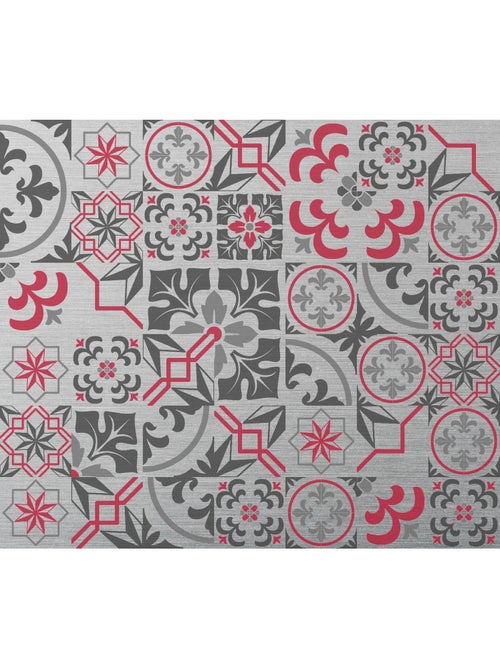 Crédence adhésive en alu Carreaux de ciment - L. 70 x l. 60 cm - Gris - Kiabi