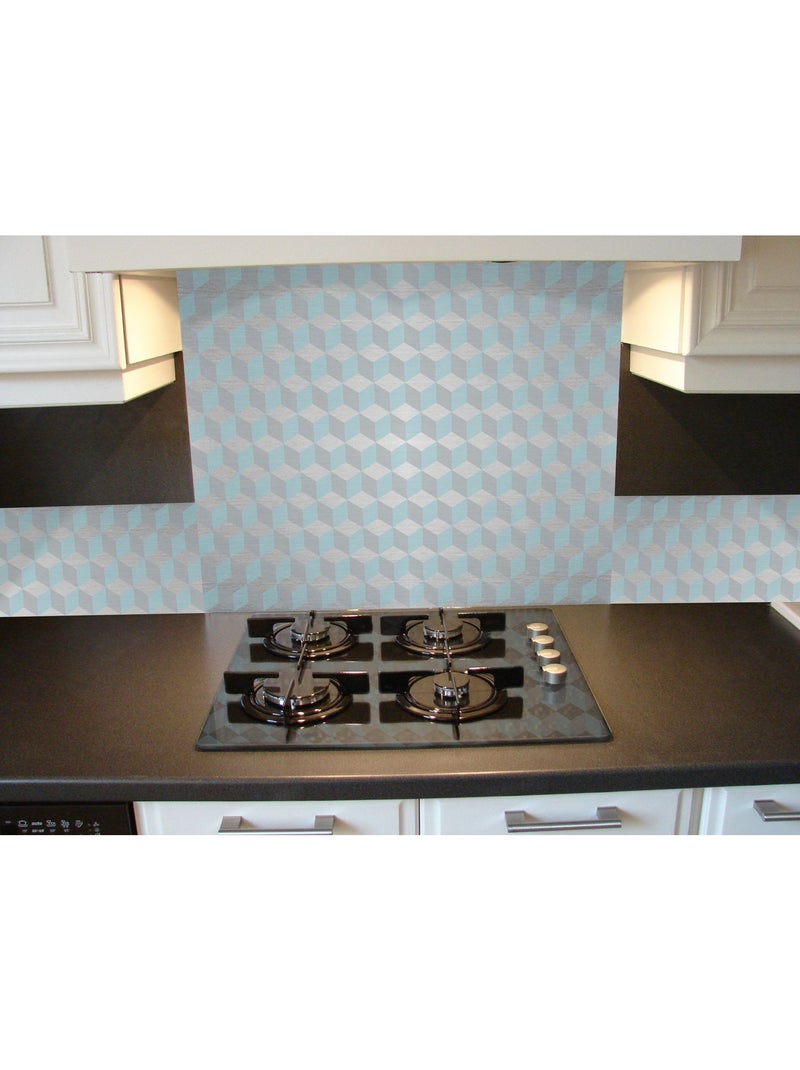 Crédence adhésive en alu Cube - L. 70 x l. 60 cm - Gris Bleu - Kiabi