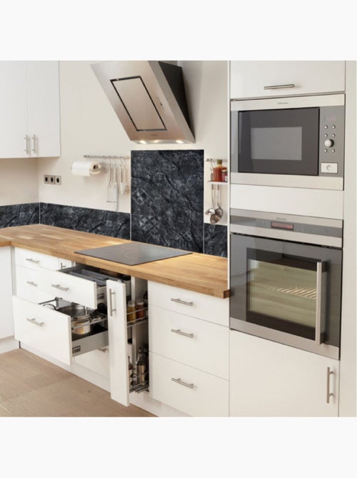 Crédence adhésive en alu imitation Ardoise - L. 70 x l. 60 cm - Noir - Kiabi