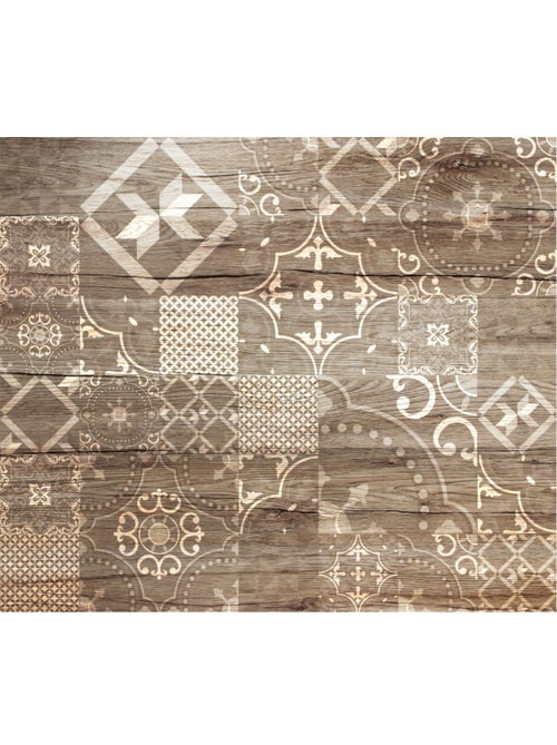 Crédence adhésive en alu imitation Bois - L. 70 x l. 40 cm - Marron - Kiabi