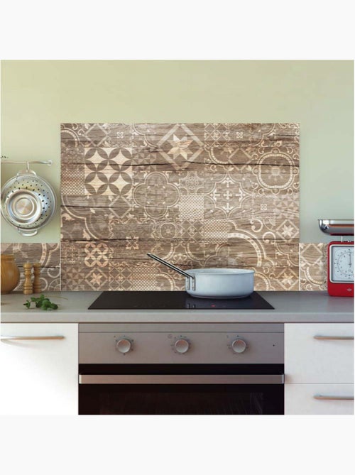 Crédence adhésive en alu imitation Bois - L. 70 x l. 40 cm - Marron - Kiabi
