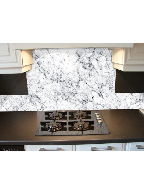 Crédence adhésive en alu imitation Marbre - L. 70 x l. 60 cm - Blanc - Kiabi