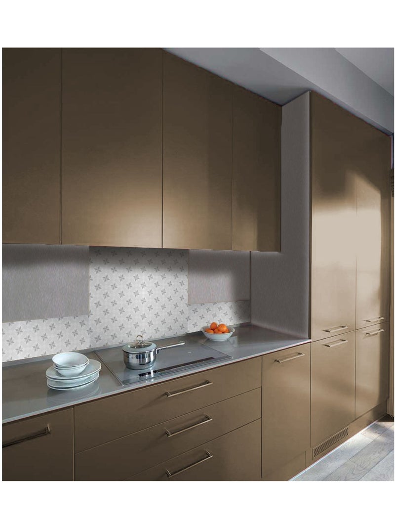 Crédence adhésive en aluminium Carreaux - L. 20 x l. 20 cm - Gris Gris - Kiabi