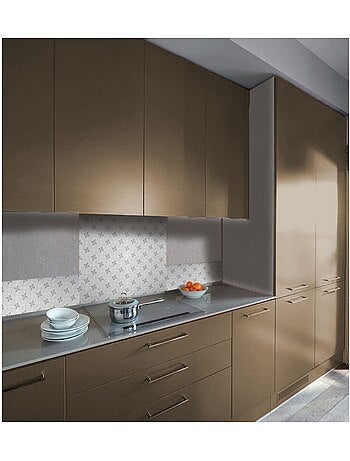 Crédence adhésive en aluminium Carreaux - L. 70 x l. 60 cm - Gris