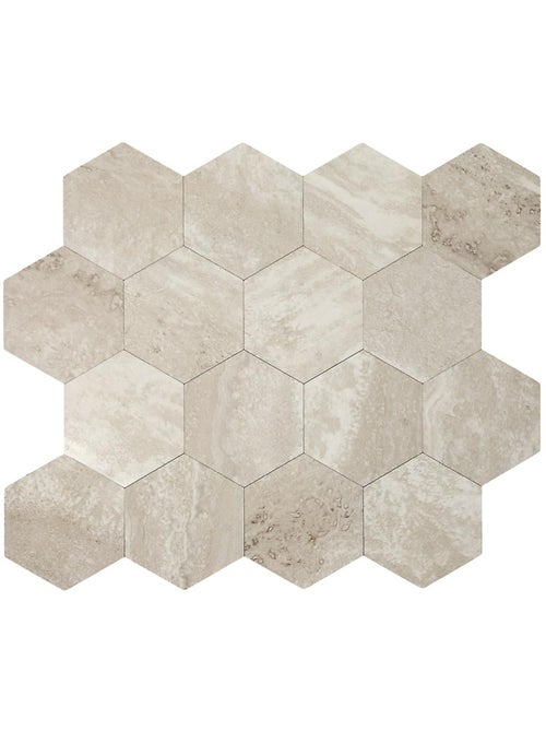 Crédence adhésive hexagonale effet Travertin - 32,6 x 27,4 cm - Beige - Kiabi