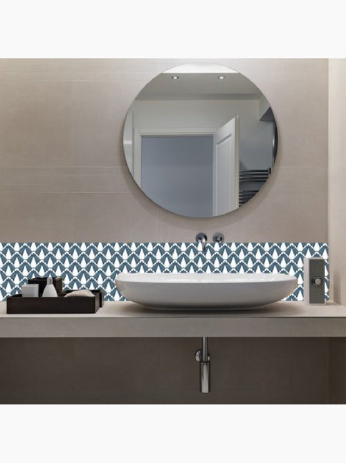 Crédence adhésive scandinave en PVC Décoration - L. 200 x l. 40 cm - Bleu - Kiabi