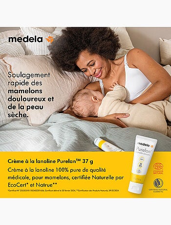 Crème à la lanoline Medela Purelan - Naturelle, soulage mamelons douloureux et peau sèche