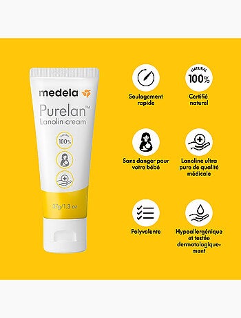 Crème à la lanoline Medela Purelan - Naturelle, soulage mamelons douloureux et peau sèche