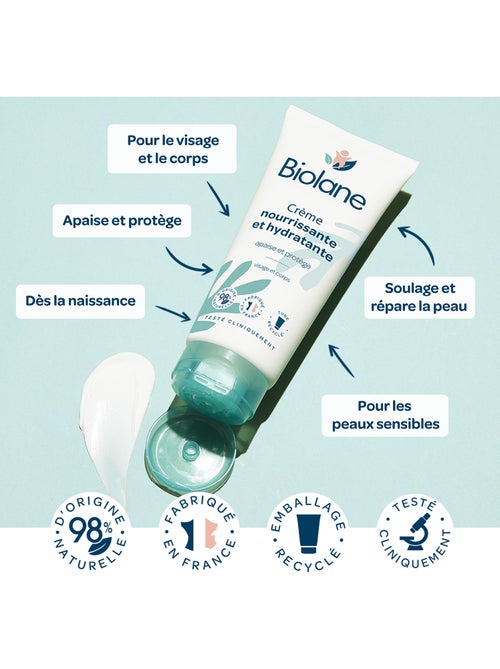 Crème nourrissante et hydratante 100ml biolane - Kiabi Crème nourrissante et hydratante 100ml biolane - Kiabi