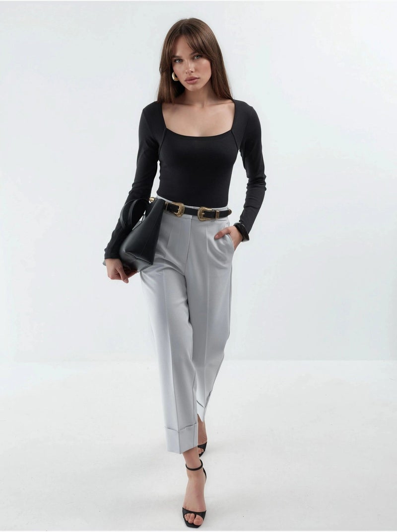 Crop blouse à coupe ajustée avec col carré busem Noir - Kiabi