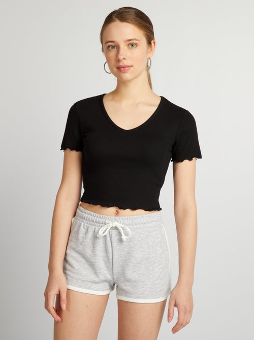 Crop-top à bords ondulés - Kiabi