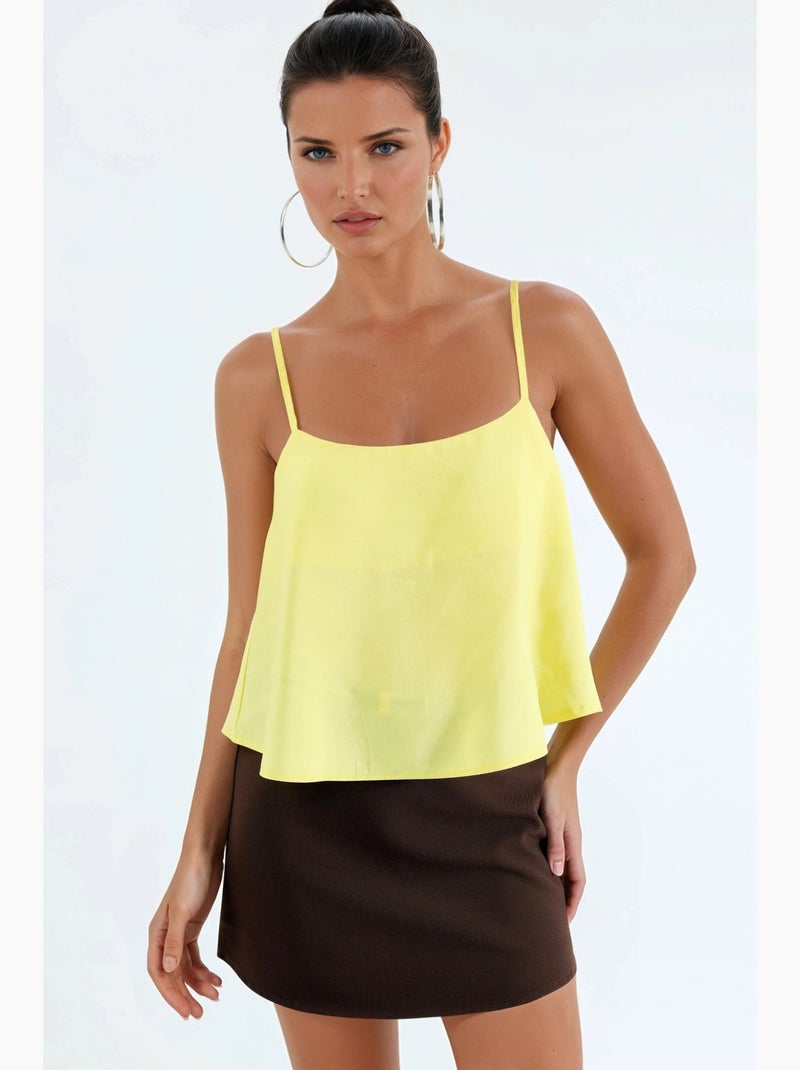 Crop top à col carré busem Jaune citron - Kiabi