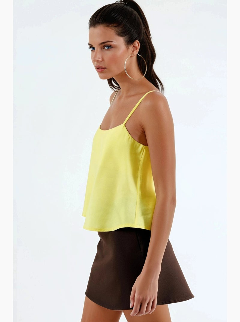 Crop top à col carré busem Jaune citron - Kiabi