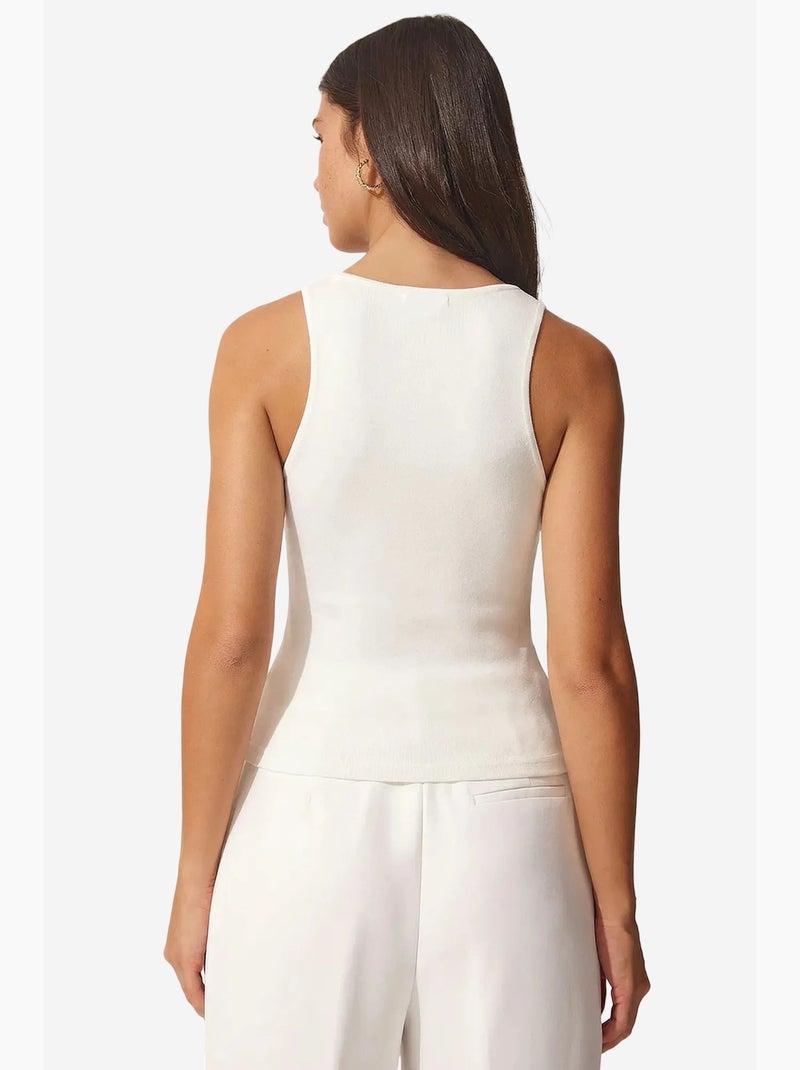 Crop top à col rond à coupe slim istanbul Blanc Noir - Kiabi