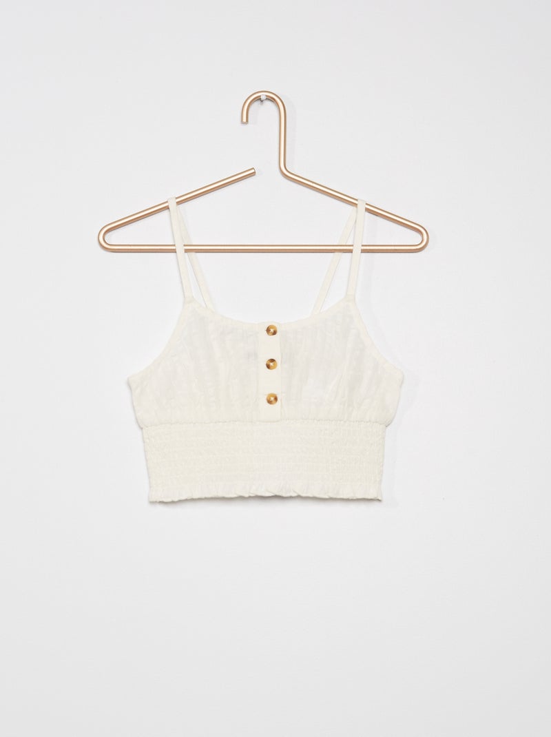 Crop top à smocks Blanc - Kiabi