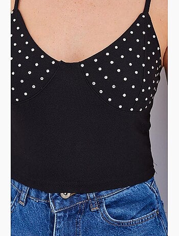 Crop top ajusté orné de pierres et col en v bdart